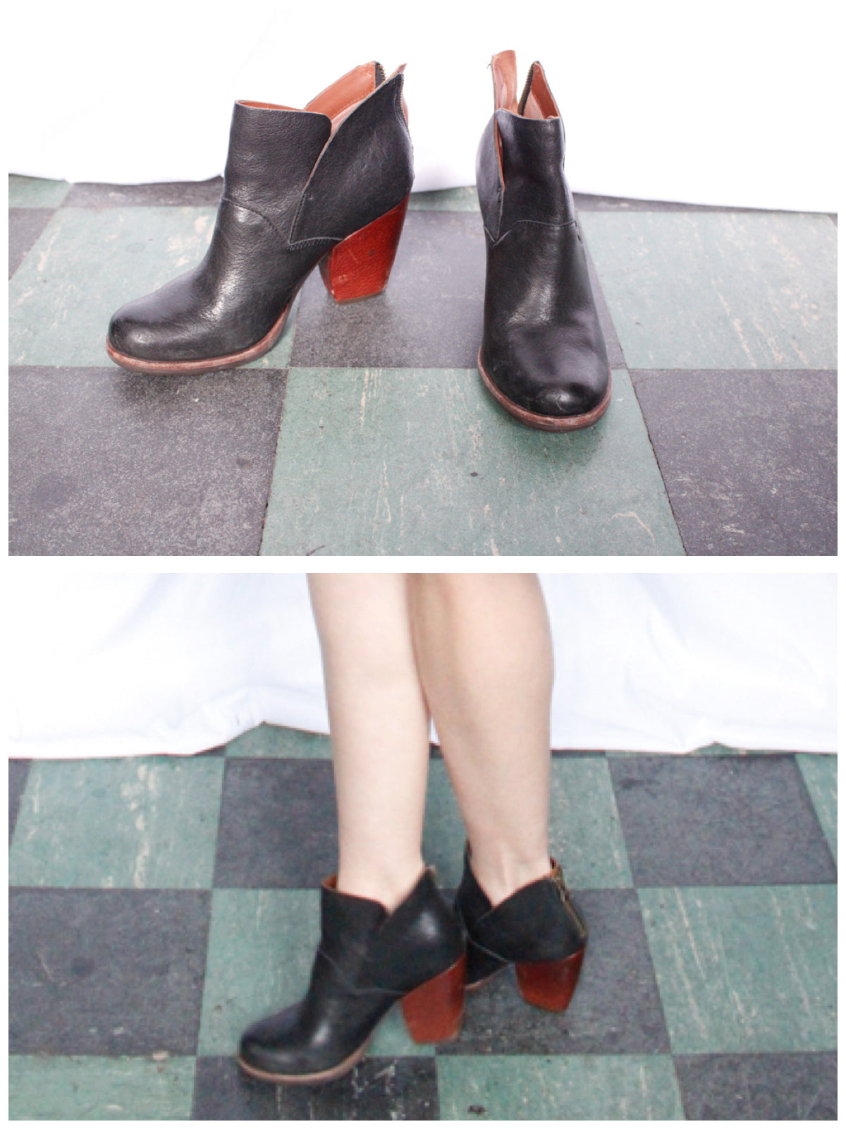 Vintage inspired KORK-EASE Black Leather Ankle Boots - 7-7.5M