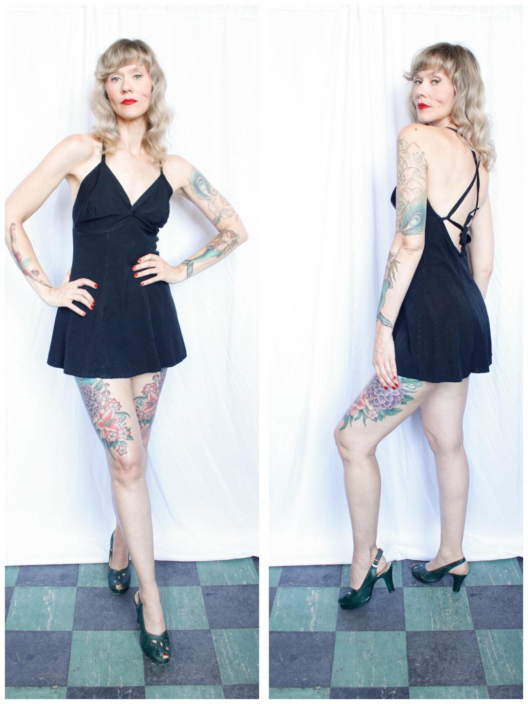 1940s Kerrybrooke Black Playsuit - M/L