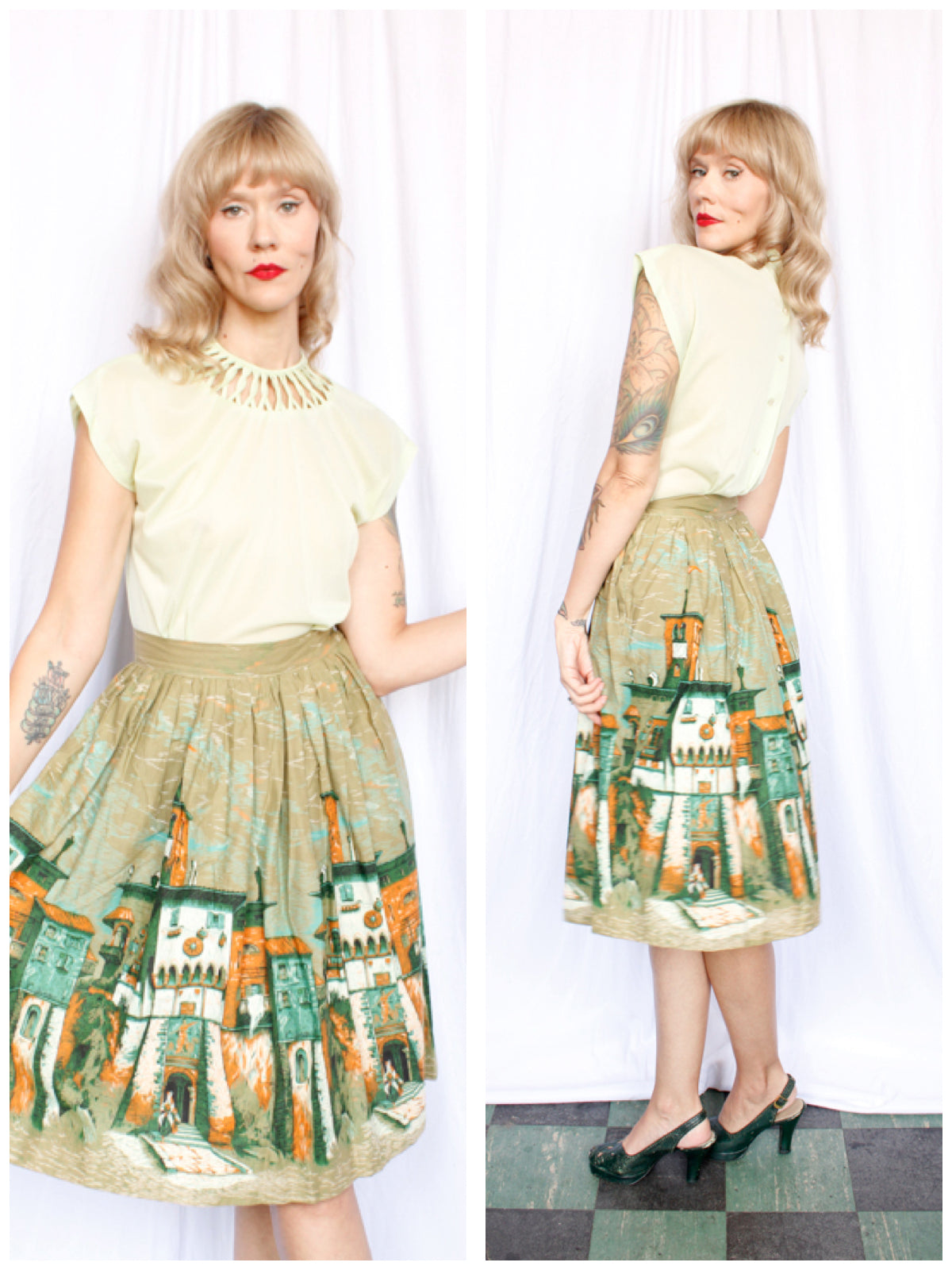 1950s Mint Green Nylon Blouse - Xsmall