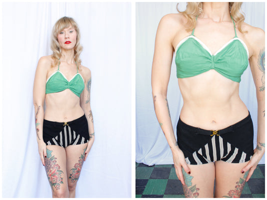 1940s Green Bikini Top - 32 Bust