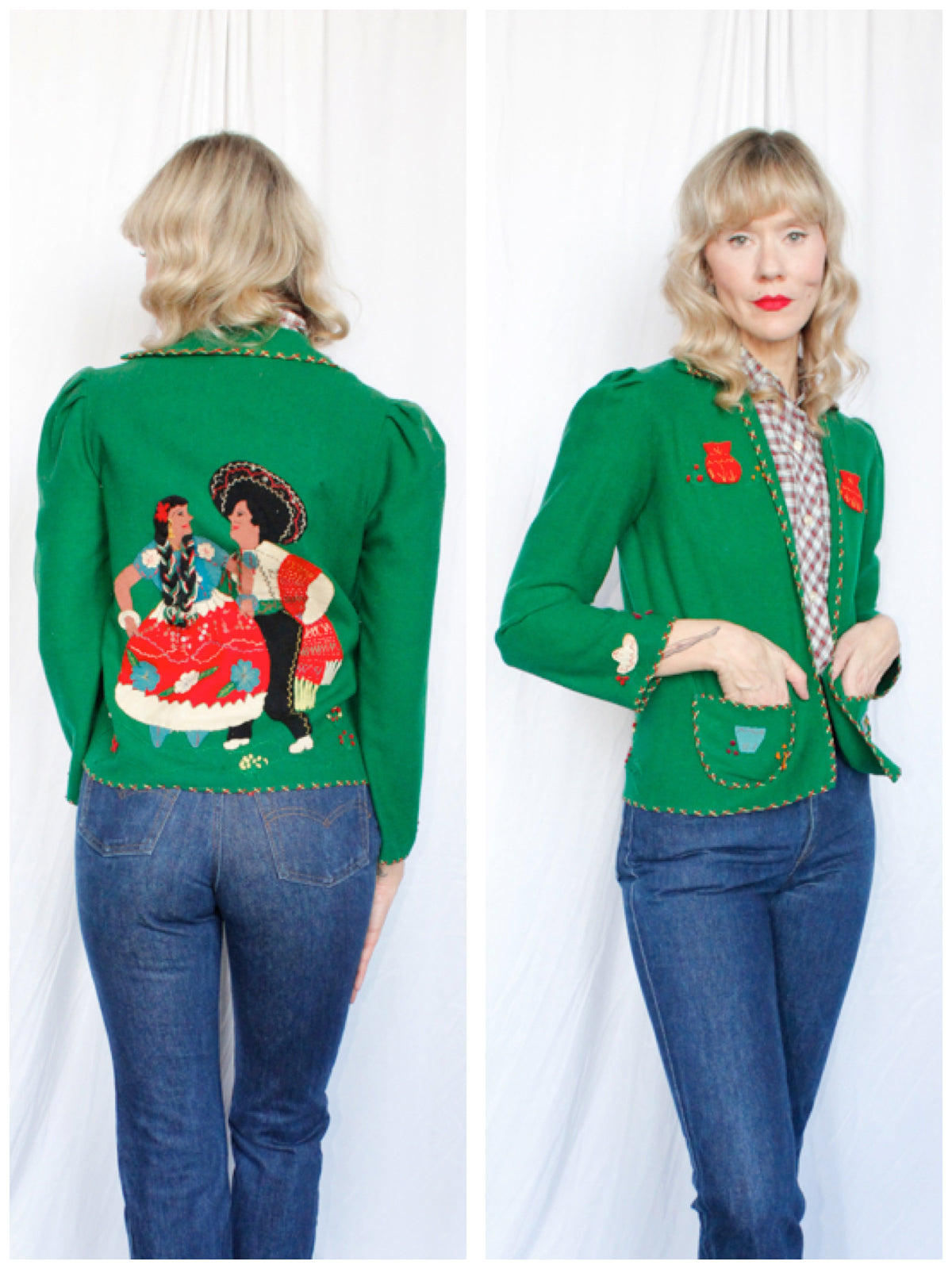 1940s Green Wool Tourist Jacket - XSMALL