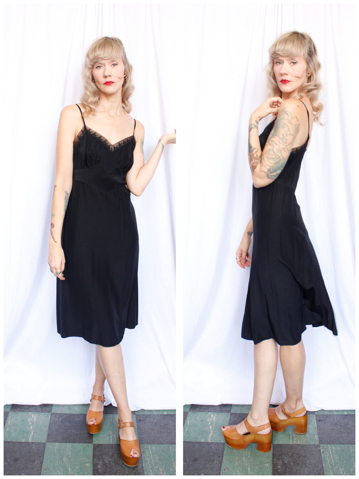 1940s Barbazón Rayon Black Slip - Small