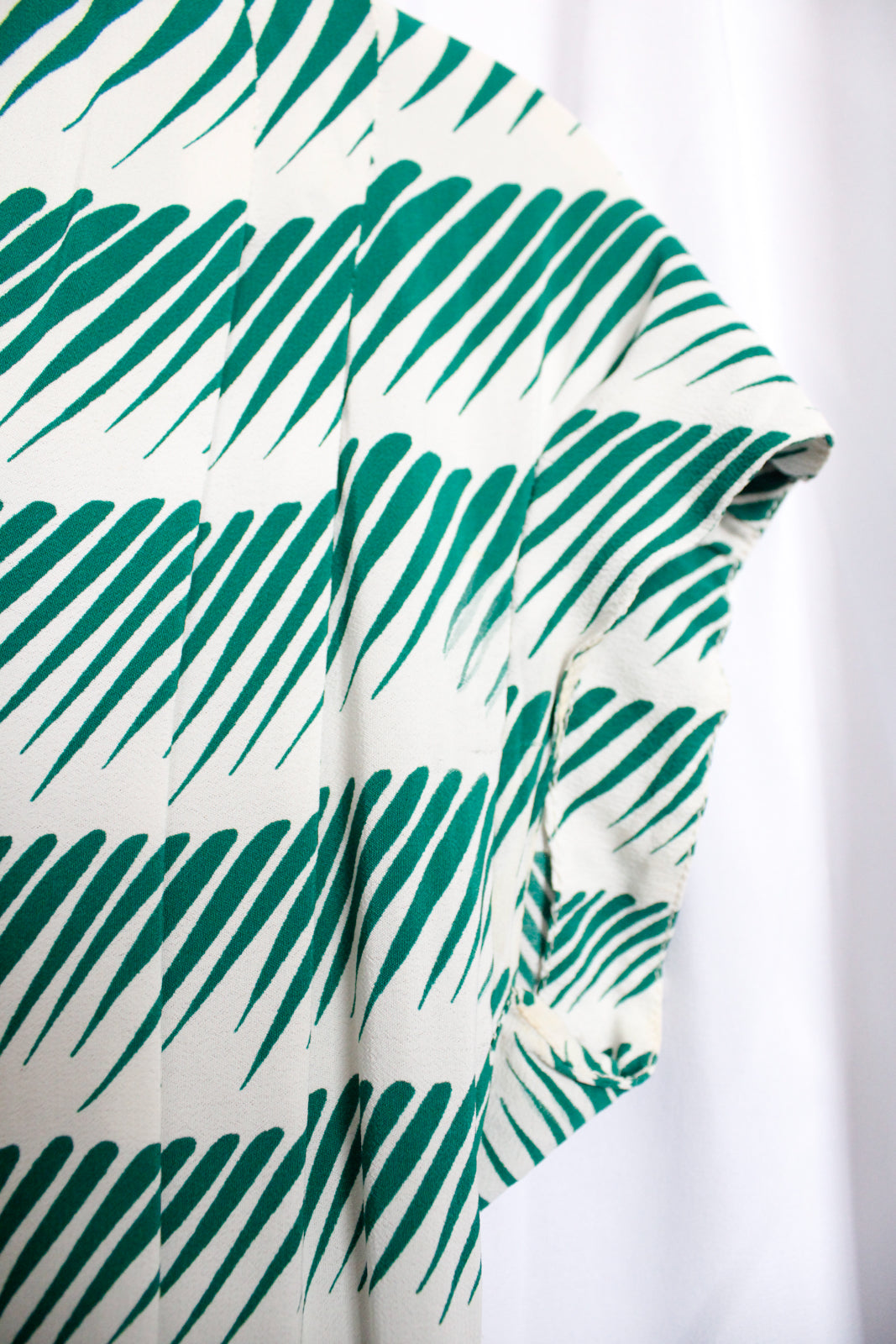 1940s Doris Dodson Green & White Stripe Dress - Small