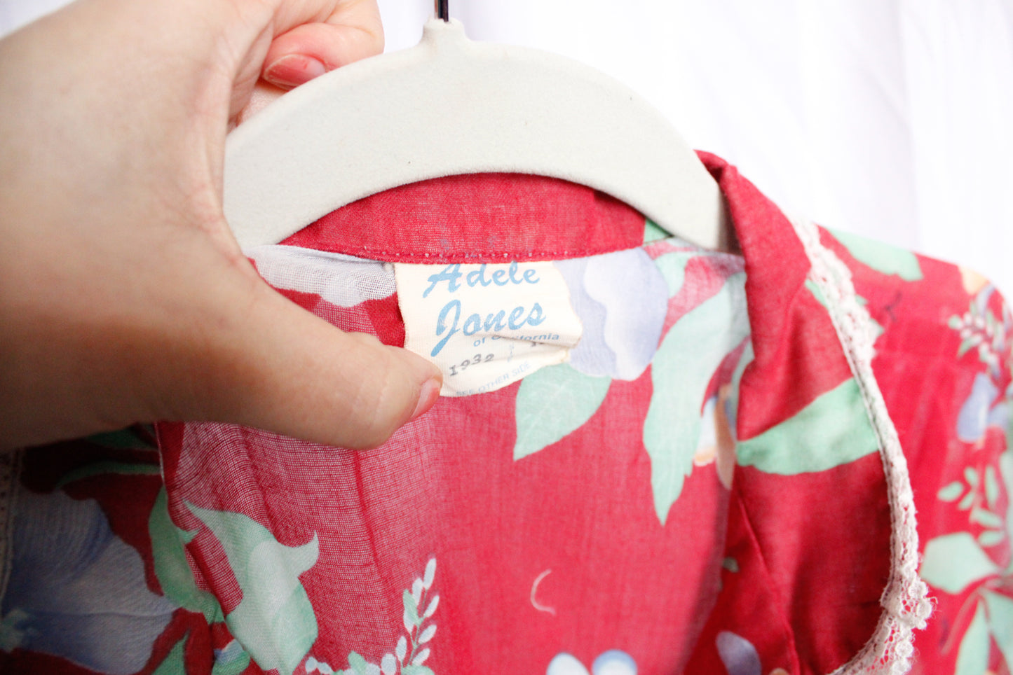 1980s Red Floral Dress - Medium