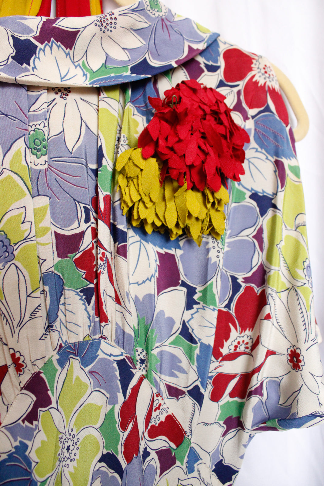 1930s Summer Floral Rayon Gown - S/M