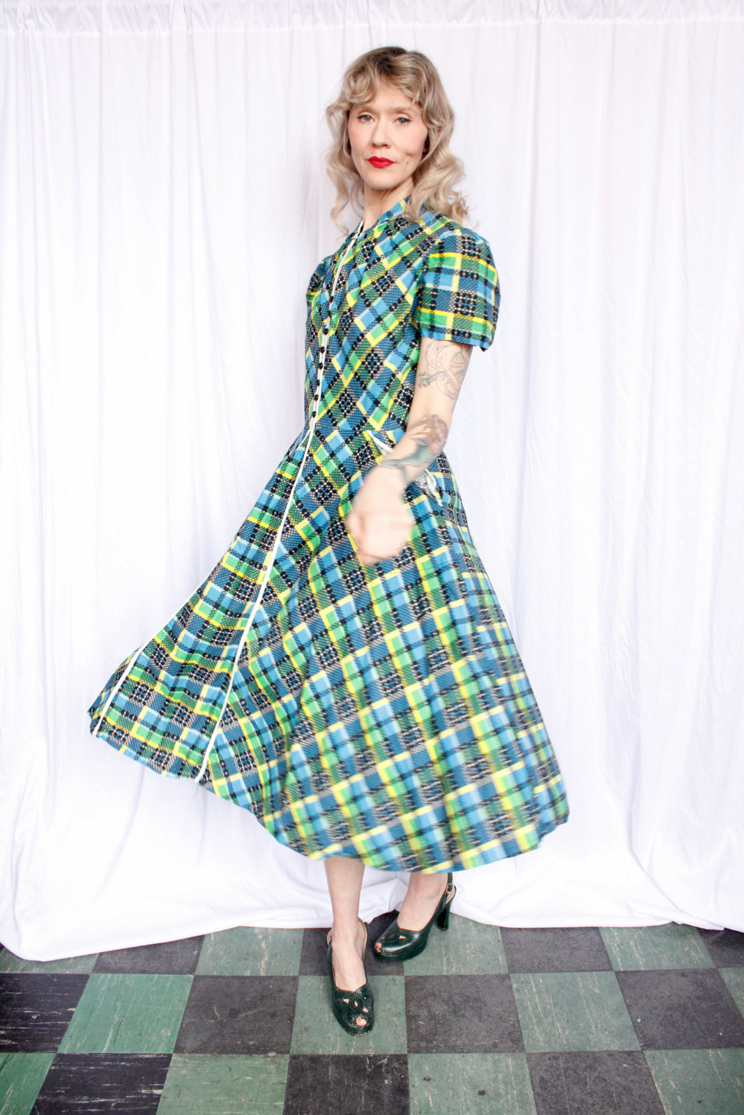 1950s Jules Canton Cotton Dress - Large