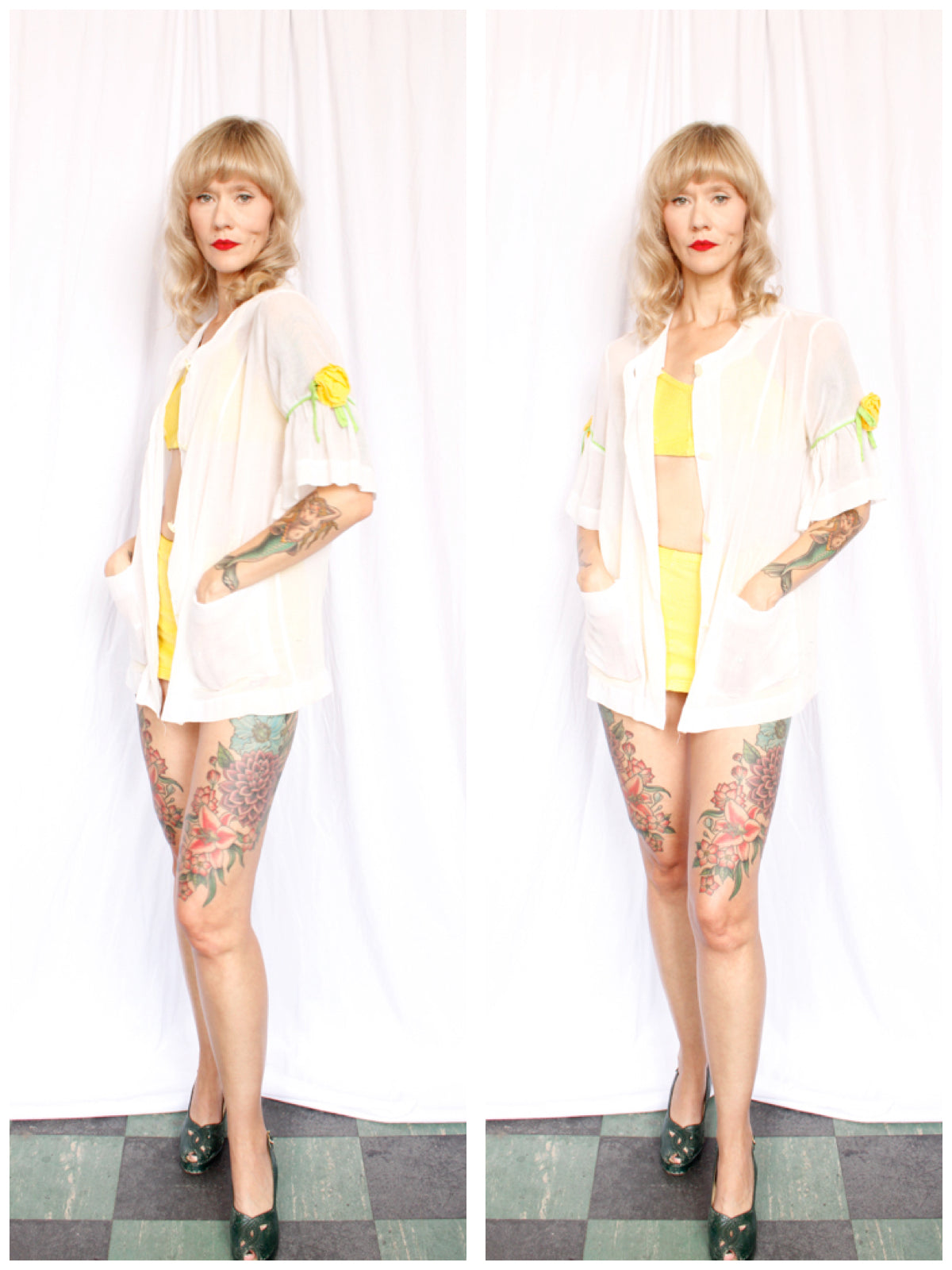 Late 1950s Mademoiselle Bahamas Sheer Cotton Blouse - Large