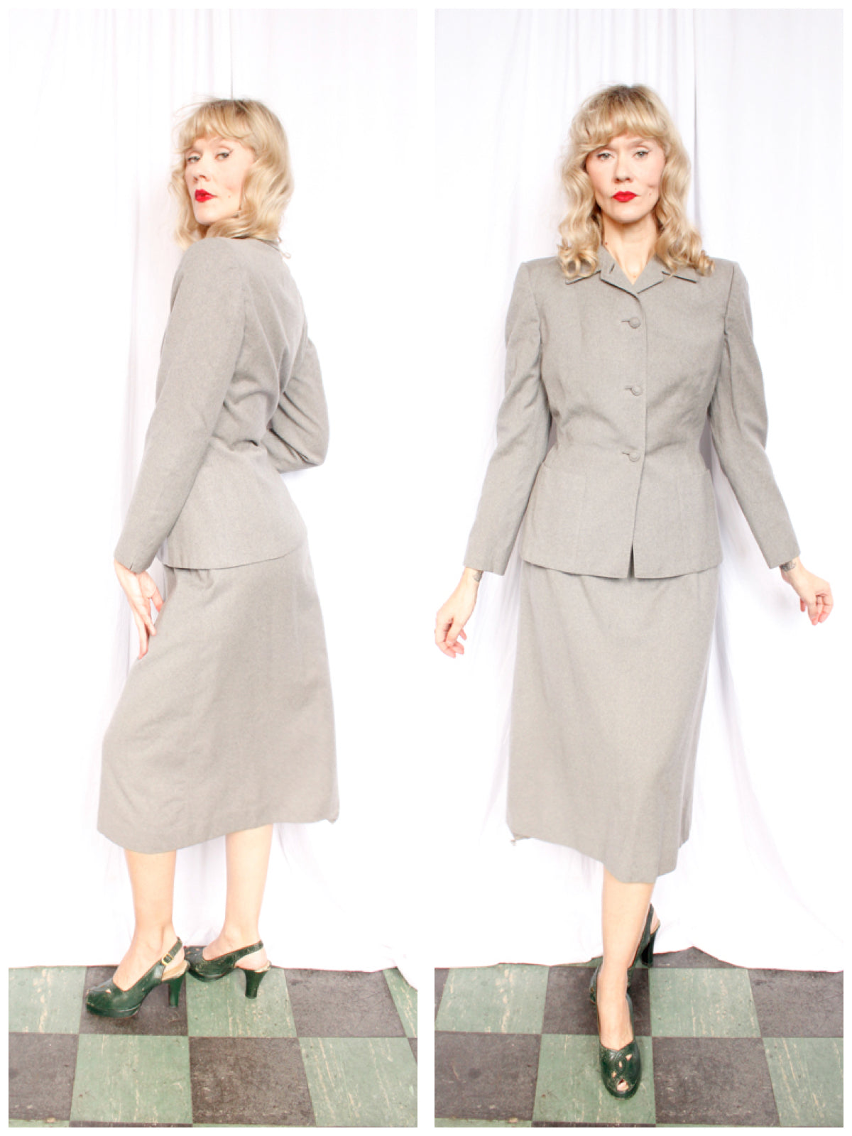 1940s Morris B Sachs Light Gray Suit - Small