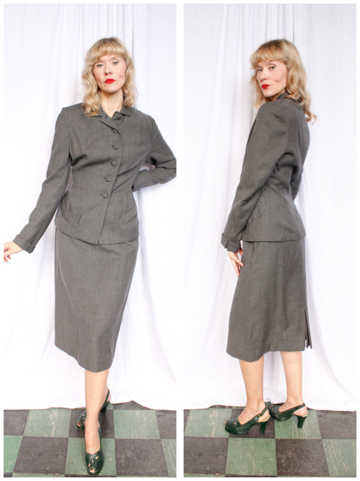 1950s Peck & Peck Charcoal 2pc Suit - Medium