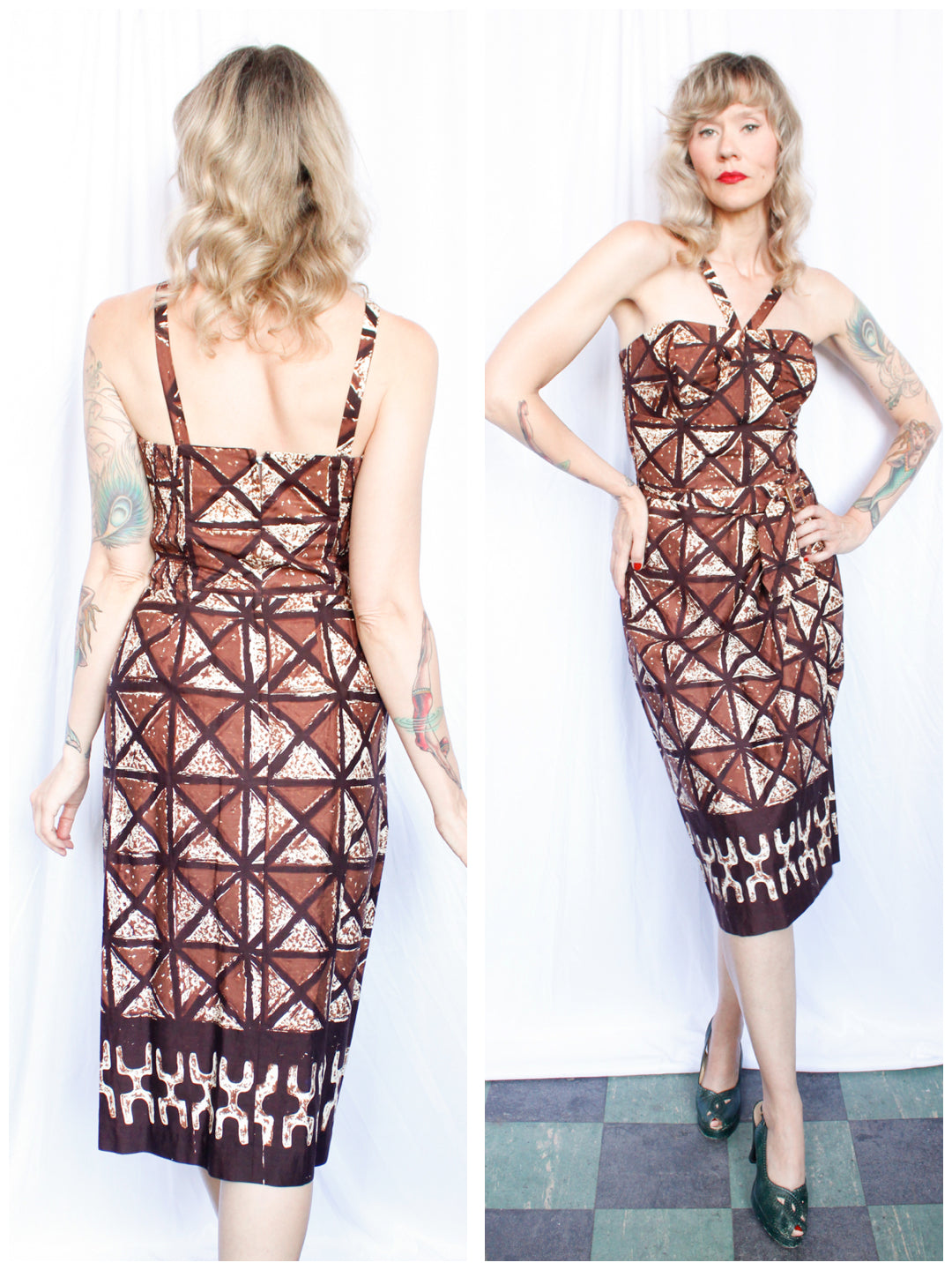 1950s Alfred Shaheen Sarong Tiki Dress - M/L
