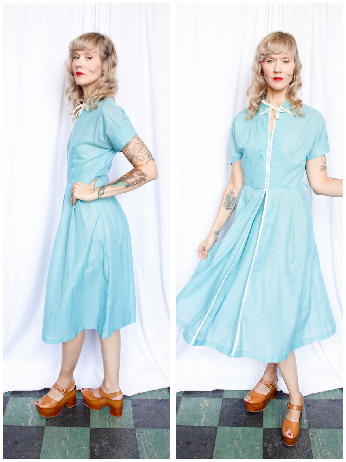 1950s Teal Dress