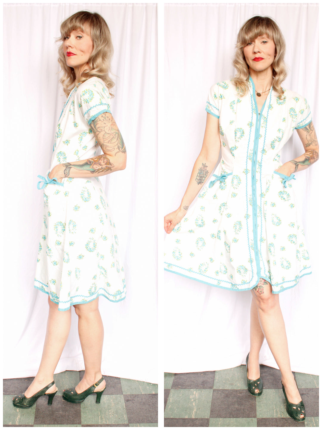 1950s Valley Frocks Cotton Dress - Medium