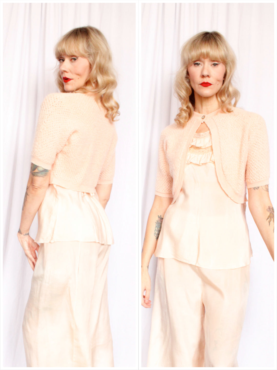 1950s Exmoor Pink Wool Shrug - S/M