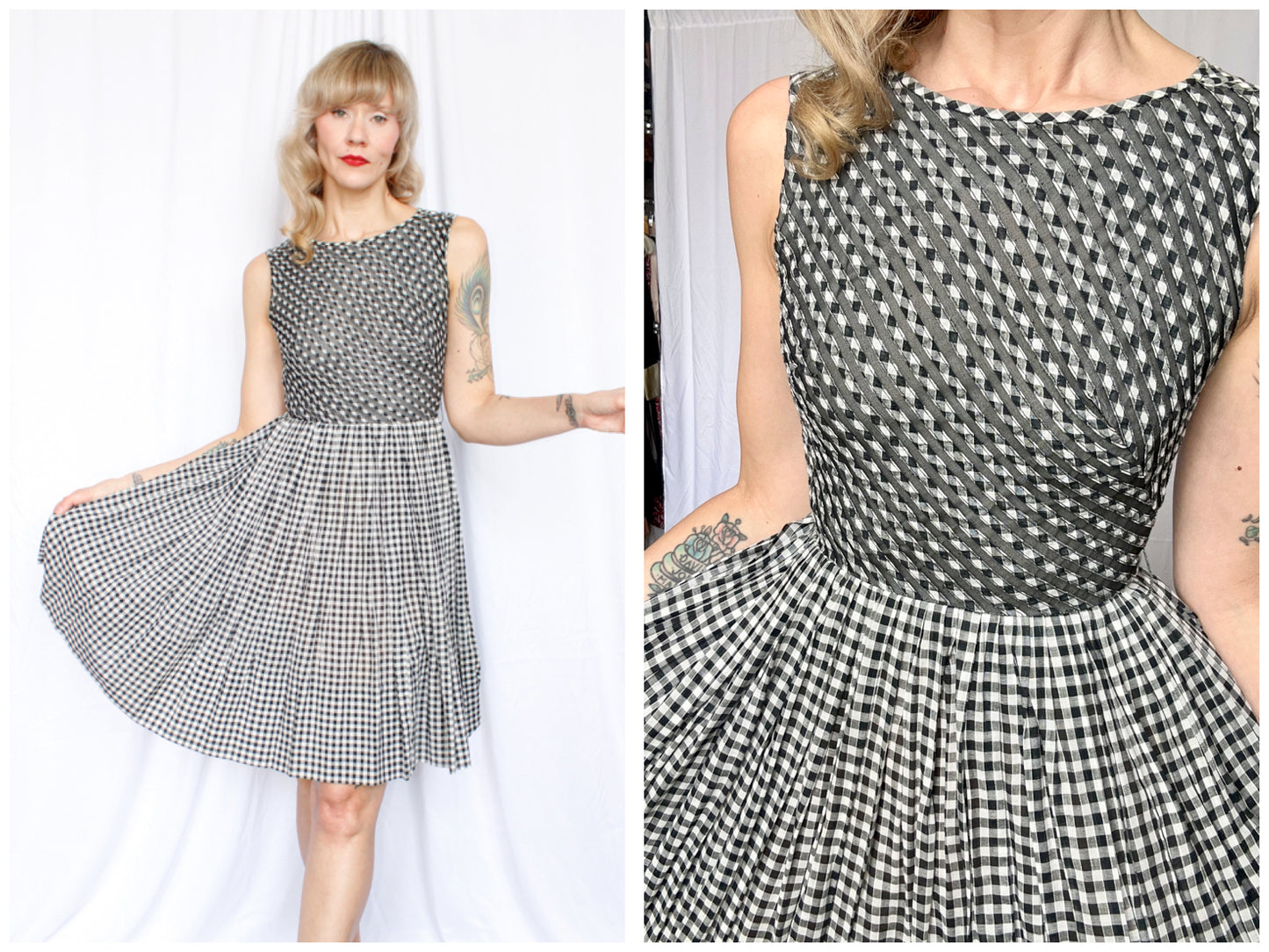1950s R&K Originals Gingham Day Dress - Small