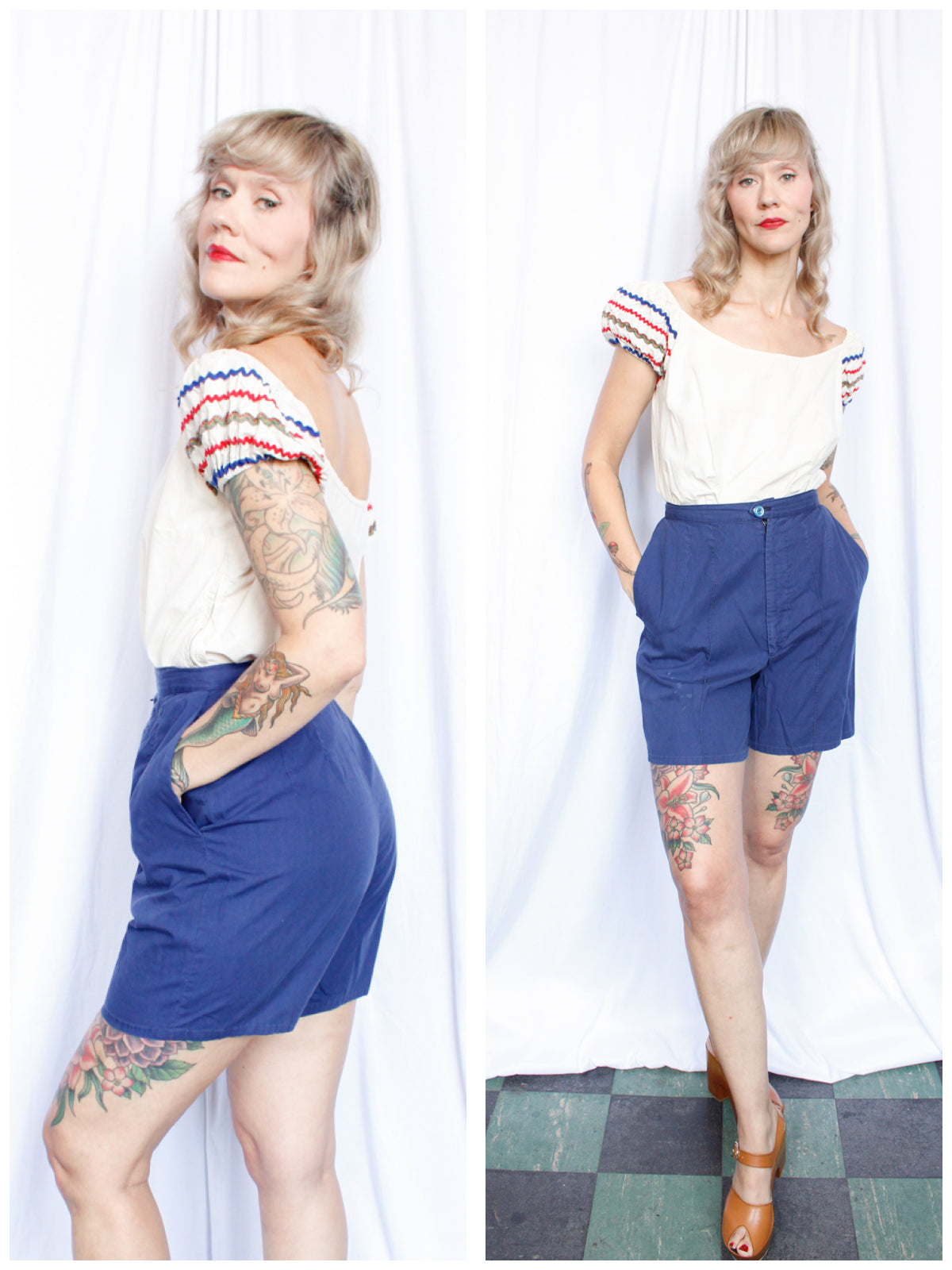1950s Puff Sleeve Blouse - Large