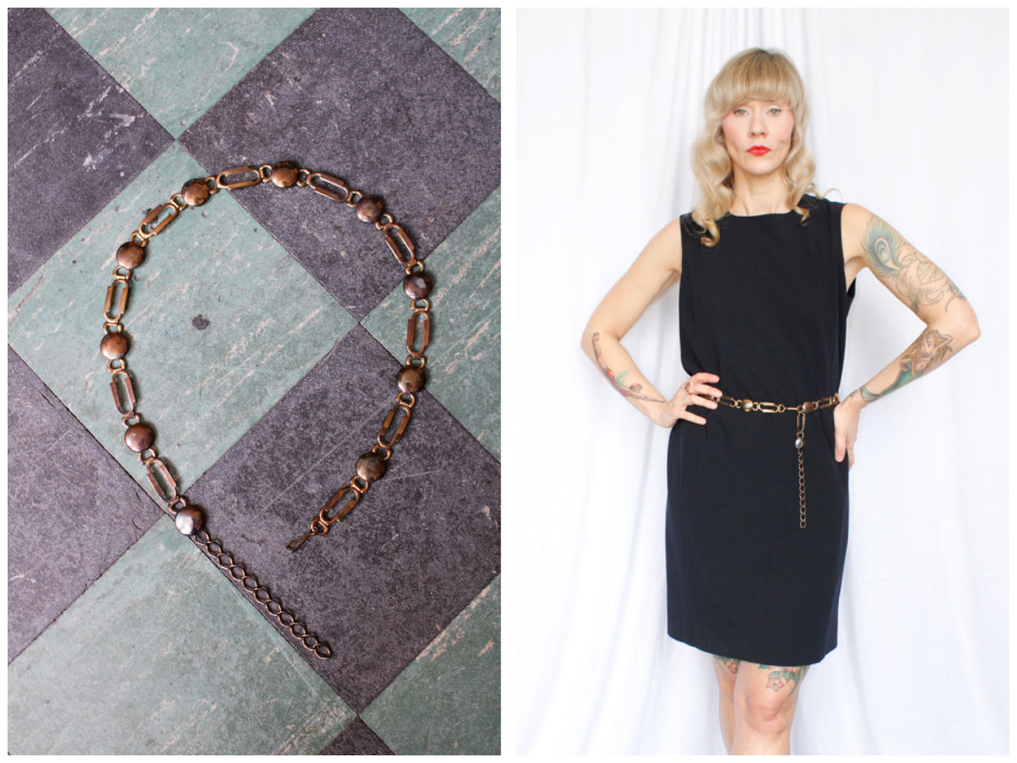 1960s Mod Chain Belt - 27"-30" waist