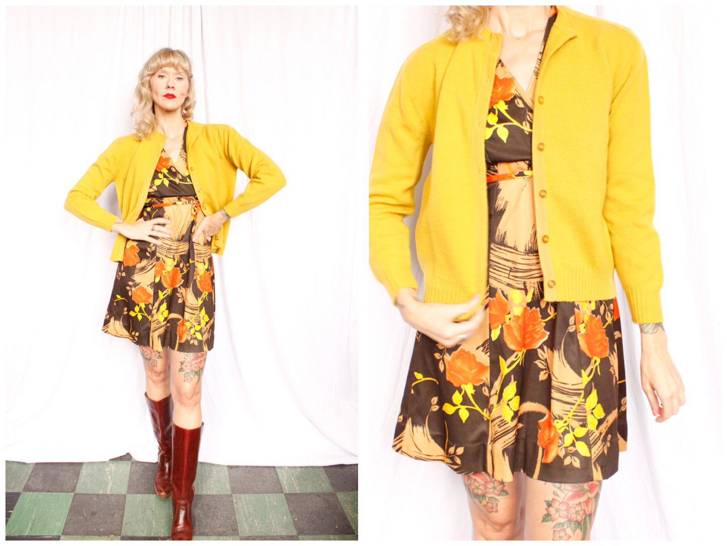 1960s Wool Go Century Golden Cardigan - Large