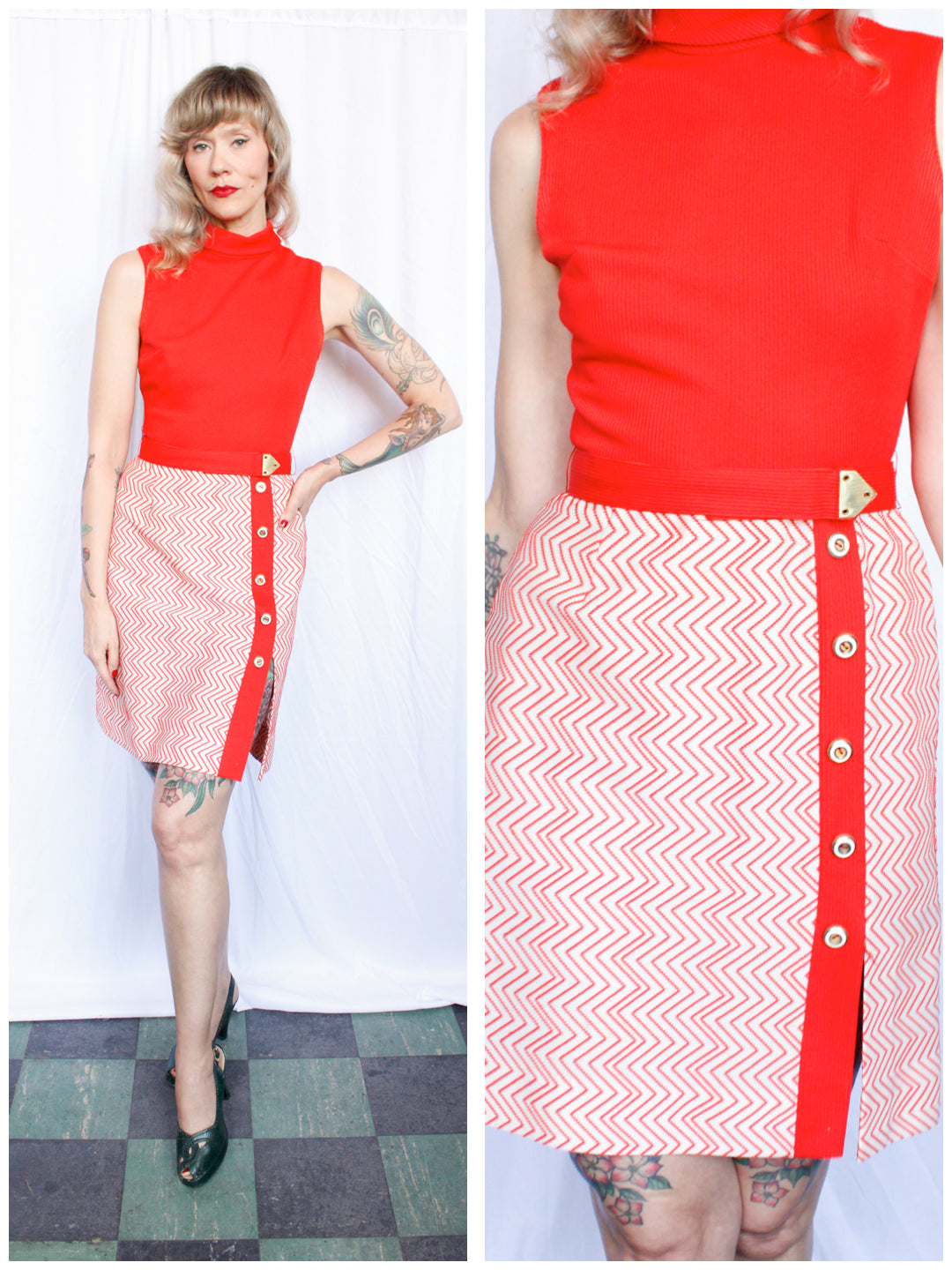 1960s Bold Orange Heavy Knit Dress - Small