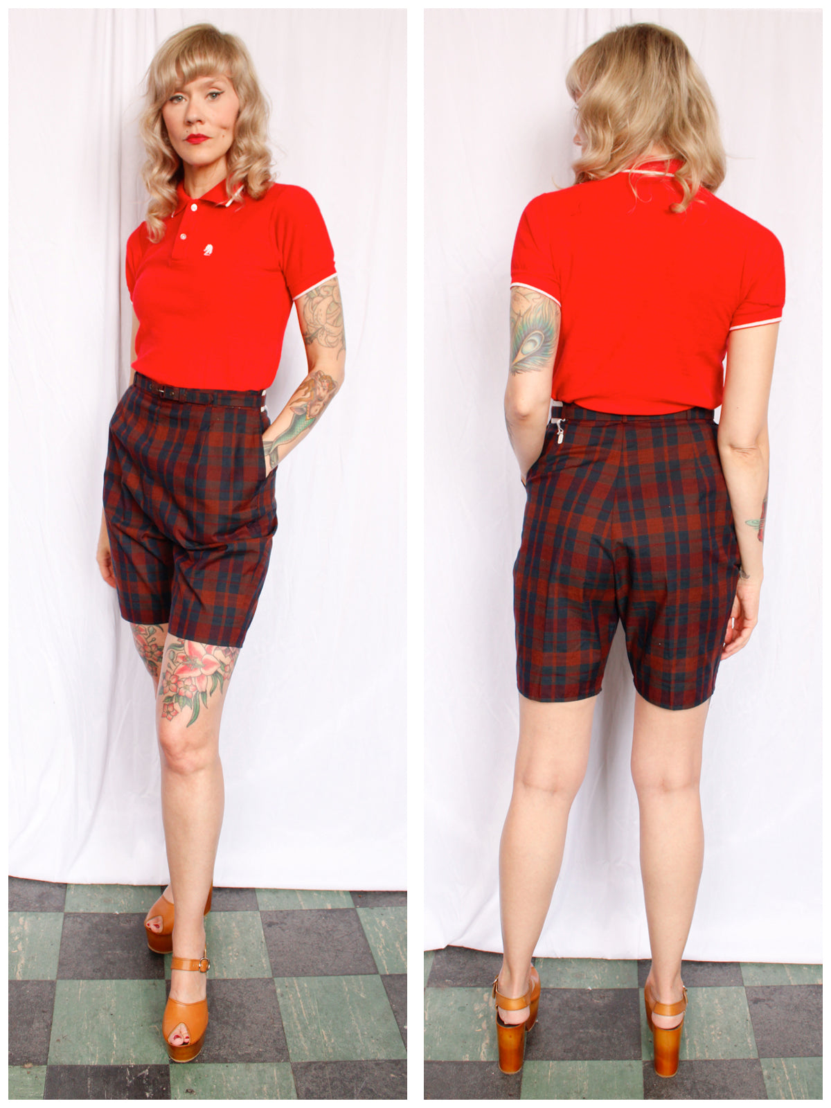 1960s NOS Christenfeld Plaid Shorts - 28"
