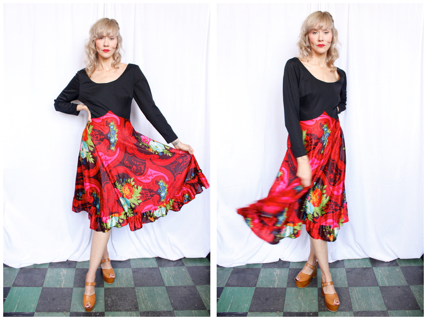 1960s Bold Scarf Print Dress - M/L