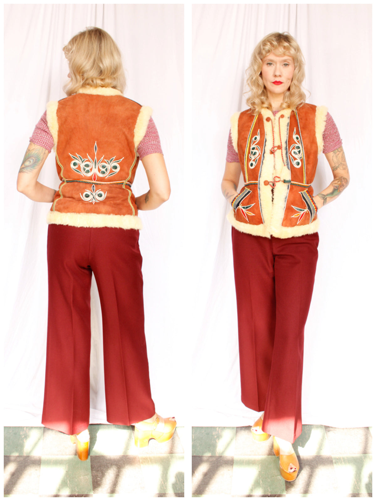 1970s Leather & Shearling Vest - Xs/S