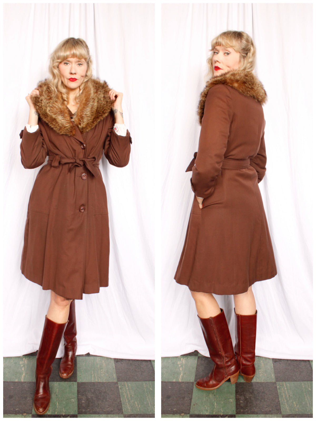 1970s Fall in New York Brown Coat - Large
