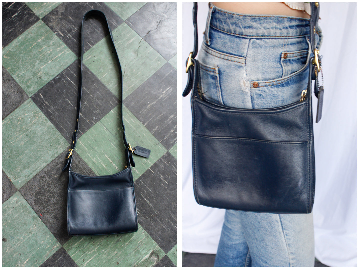 1990s Navy Leather Coach Legacy 9997 Bag