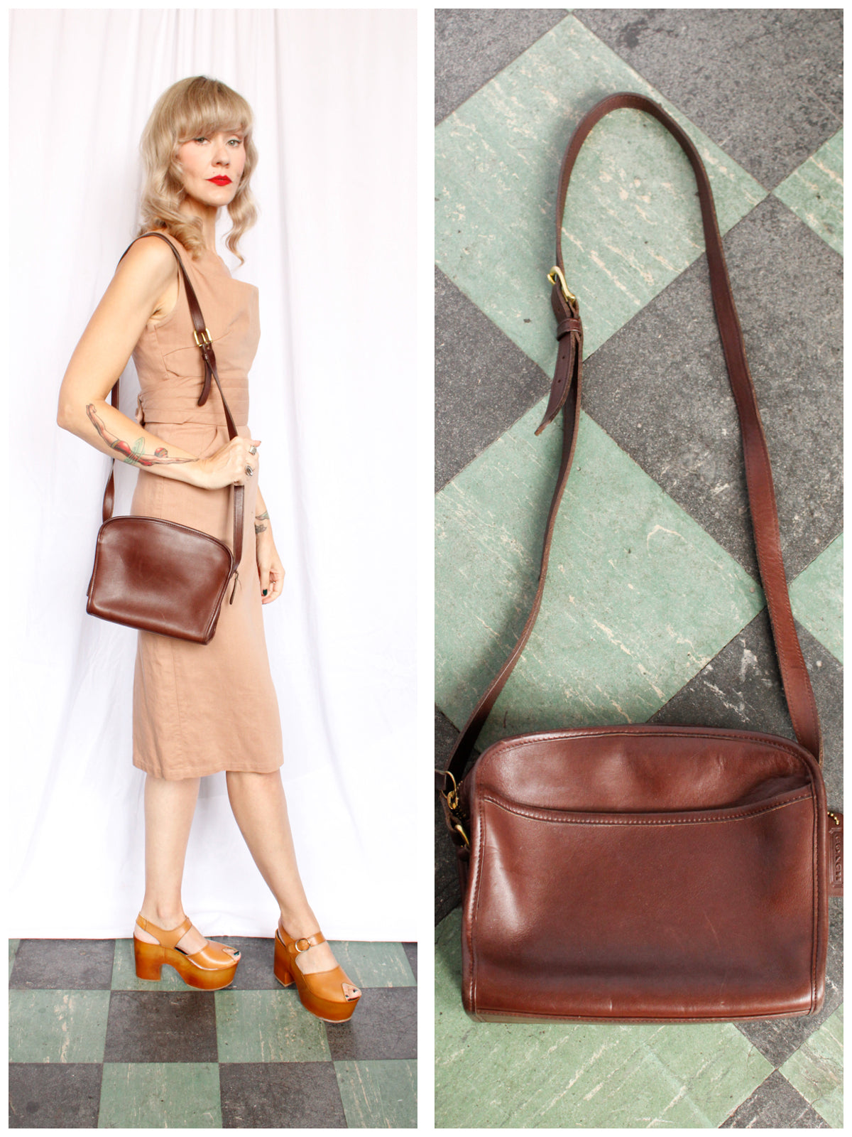 1990s Coach Metropolis Brown Shoulder Handbag Style F82 9087