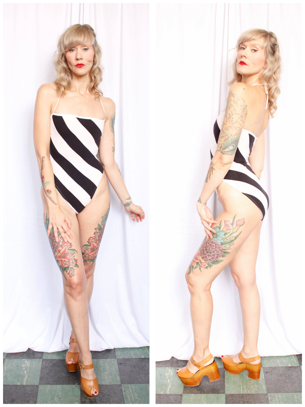 1990s LaBlanca Barbie Stripe Bathing/Body Suit - Small