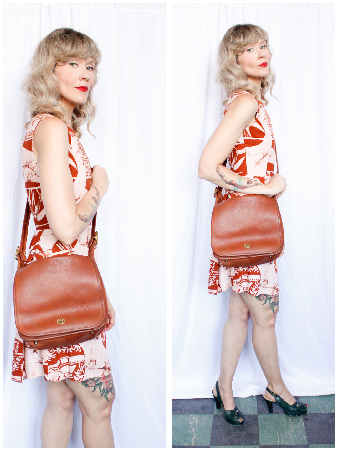 1990s 9525 Saddle Bag Classic Large Tan Leather Coach Large Handbag