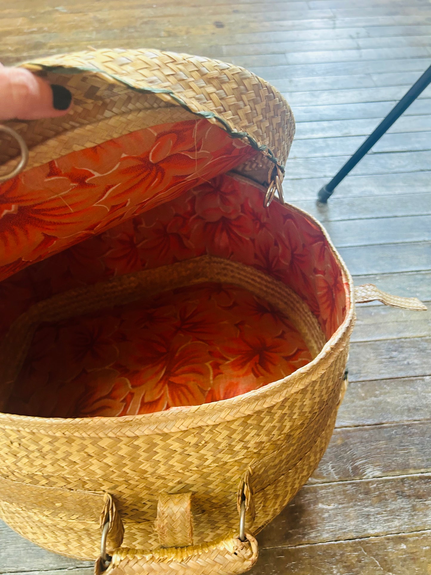 1960s Oversized Straw Floral Bag from Jamaica