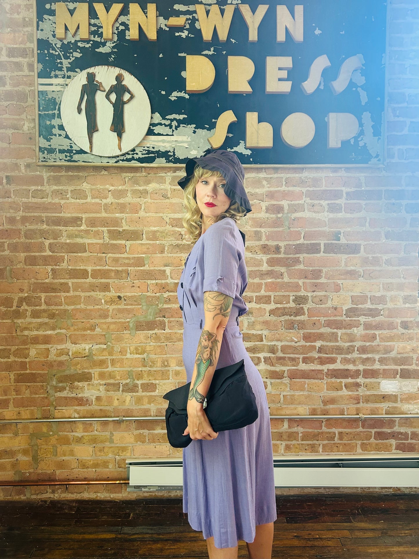 1940s Rayon Navy Clutch with Lucite Detail