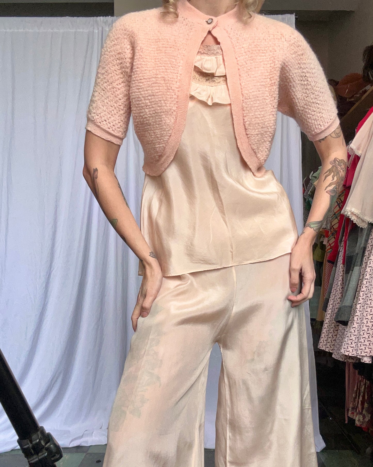1950s Exmoor Pink Wool Shrug - S/M