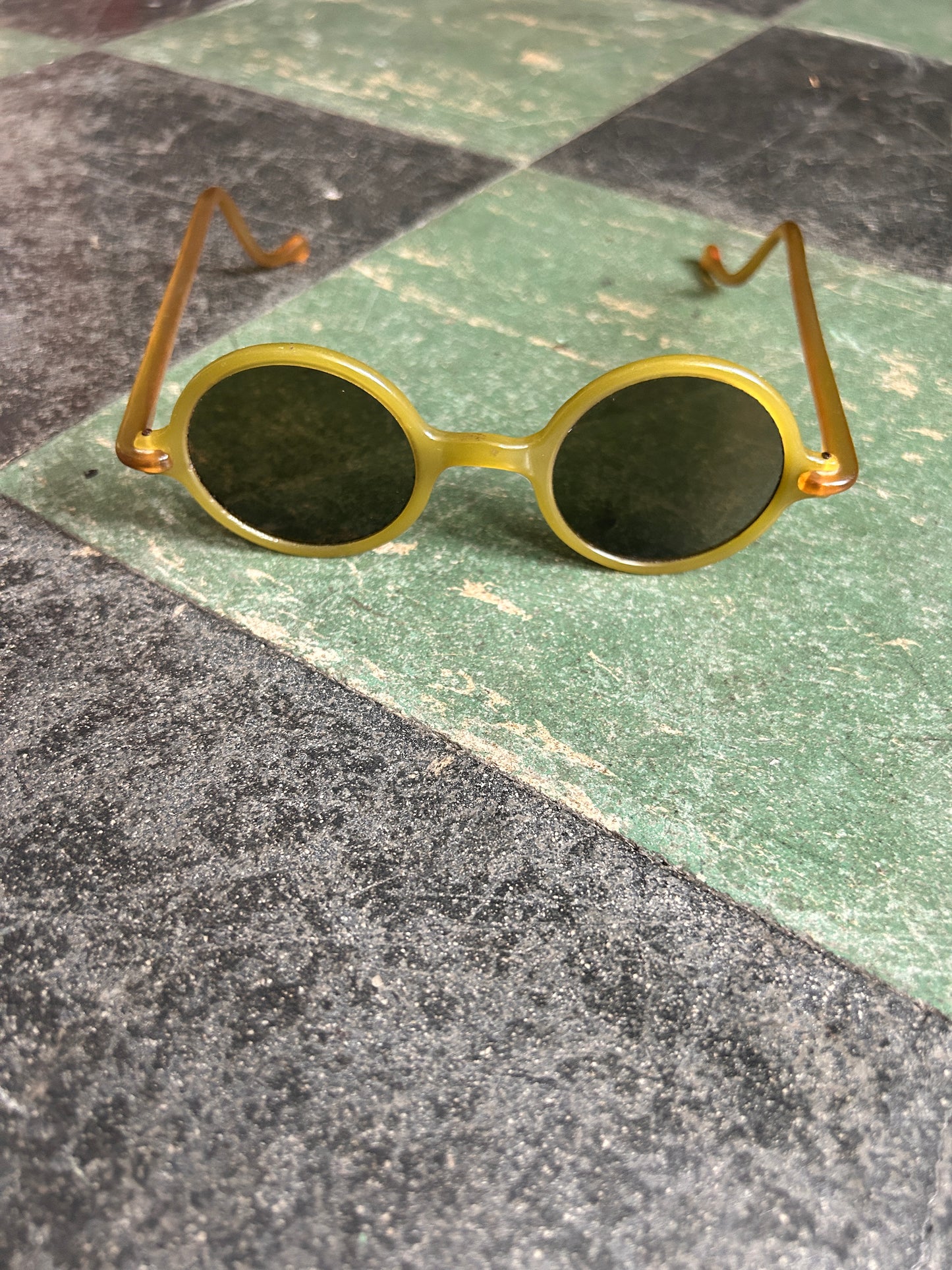 1930s Green Bakelite & Honey Celluloid Sunglasses