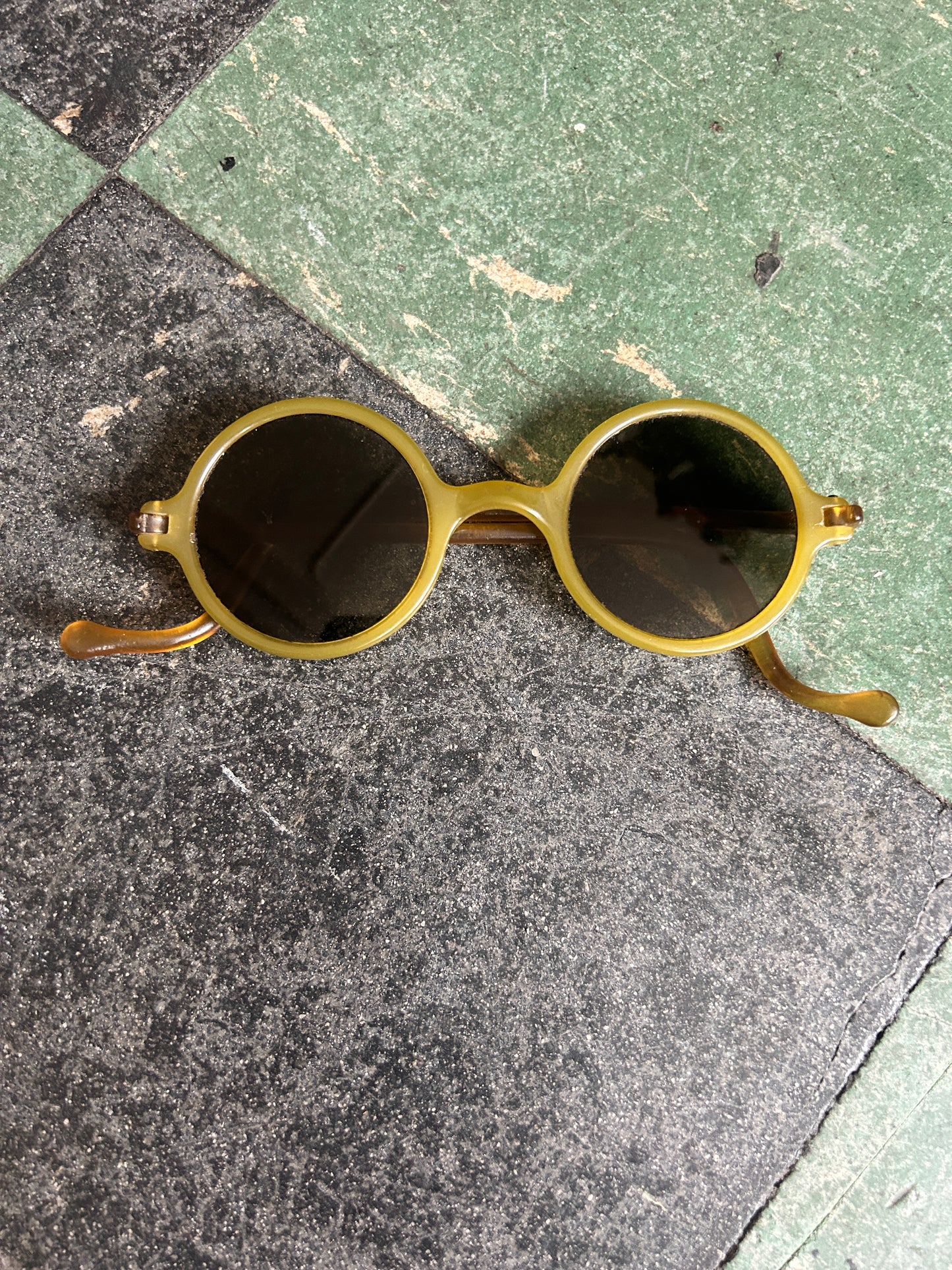 1930s Green Bakelite & Honey Celluloid Sunglasses