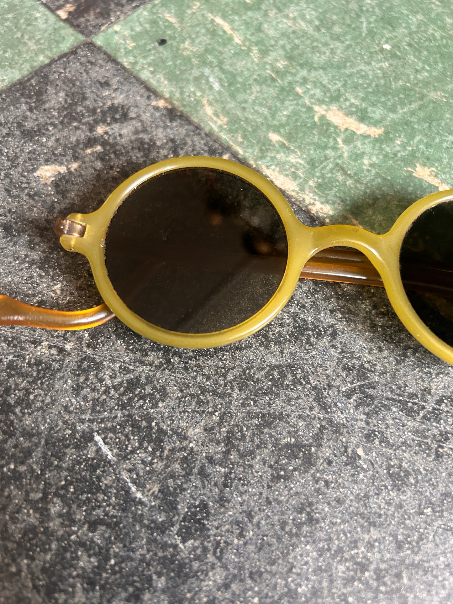 1930s Green Bakelite & Honey Celluloid Sunglasses