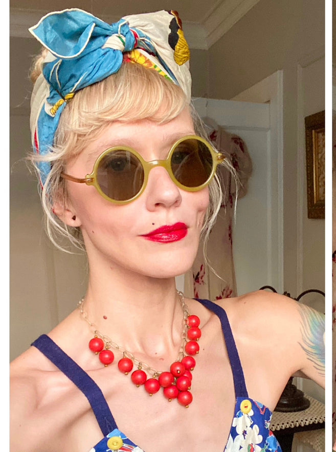 1930s Green Bakelite & Honey Celluloid Sunglasses