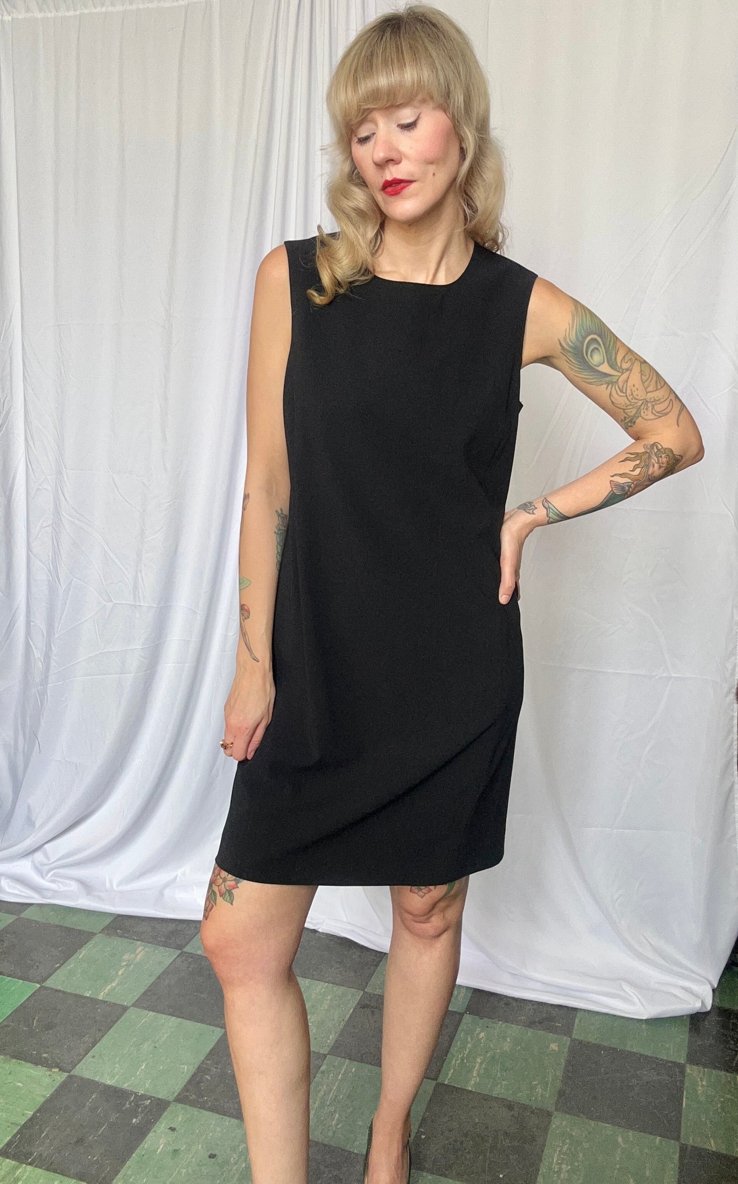 1990s Max Mara Black Sheath Dress - Medium