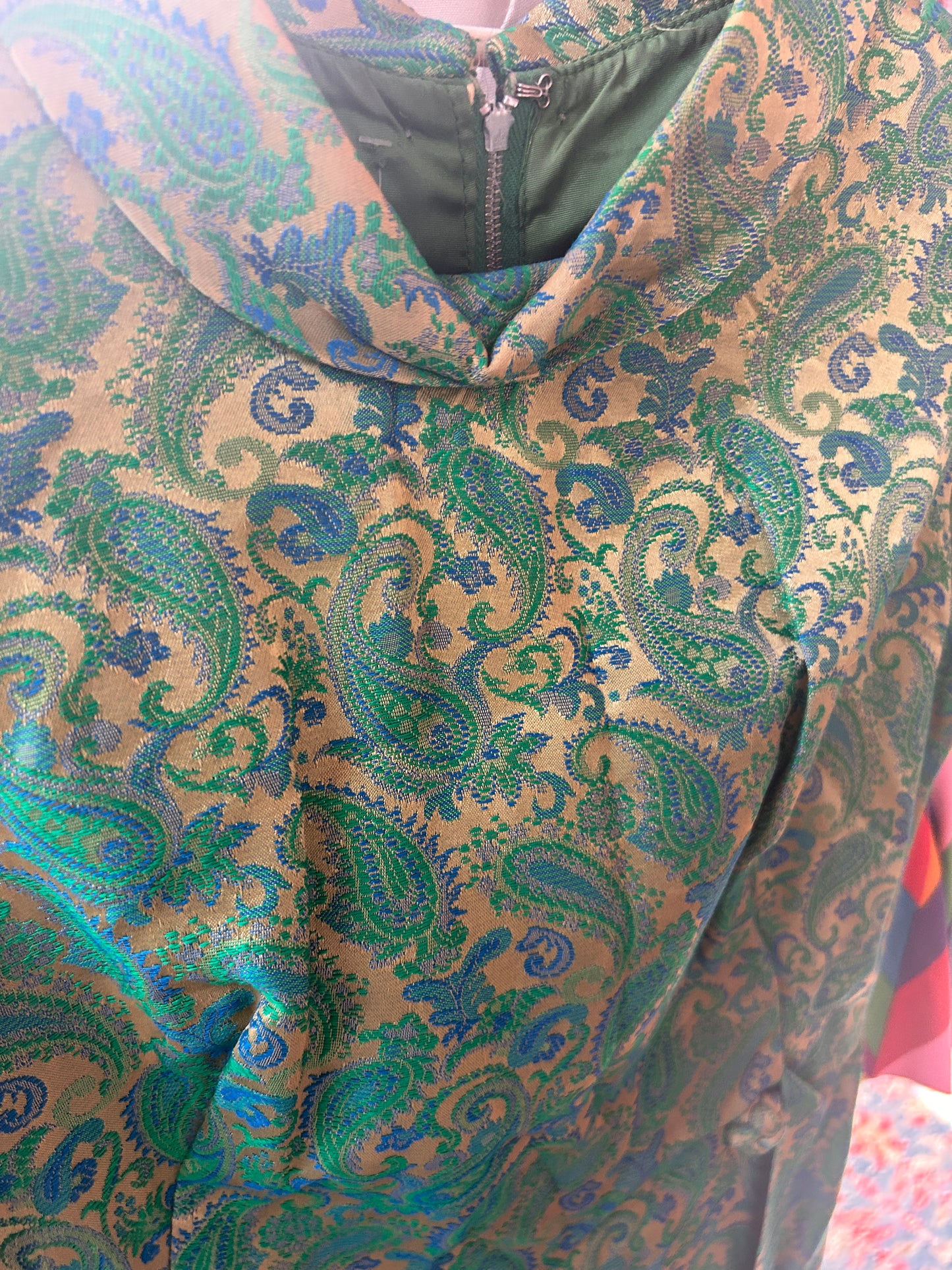 1960s Silk Brocade Mini Dress - Small