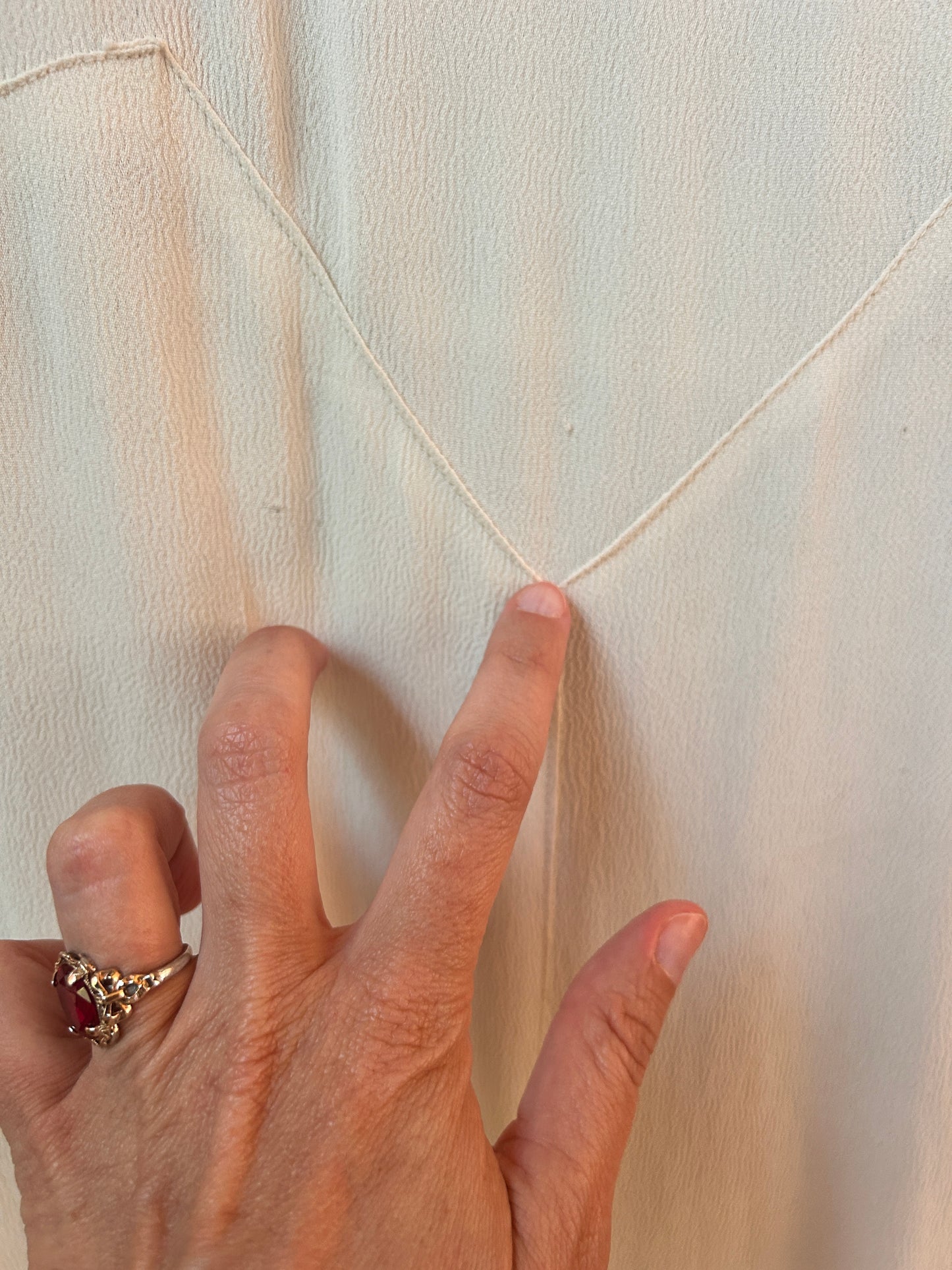 1930s Ivory Crepe Beaded Bow Dress - S/M