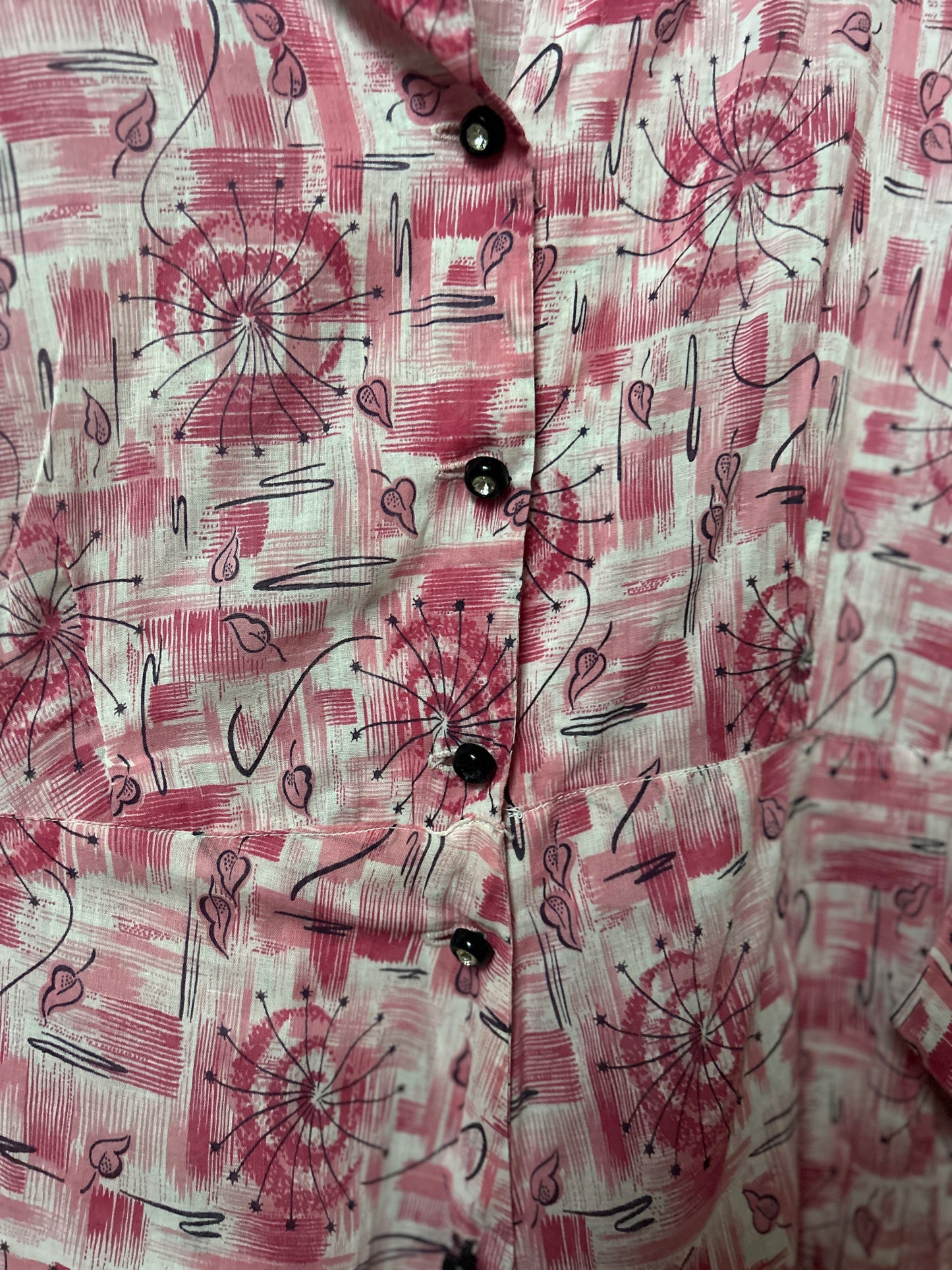 1950s Hearts and Pinwheels Cotton Dress - Large