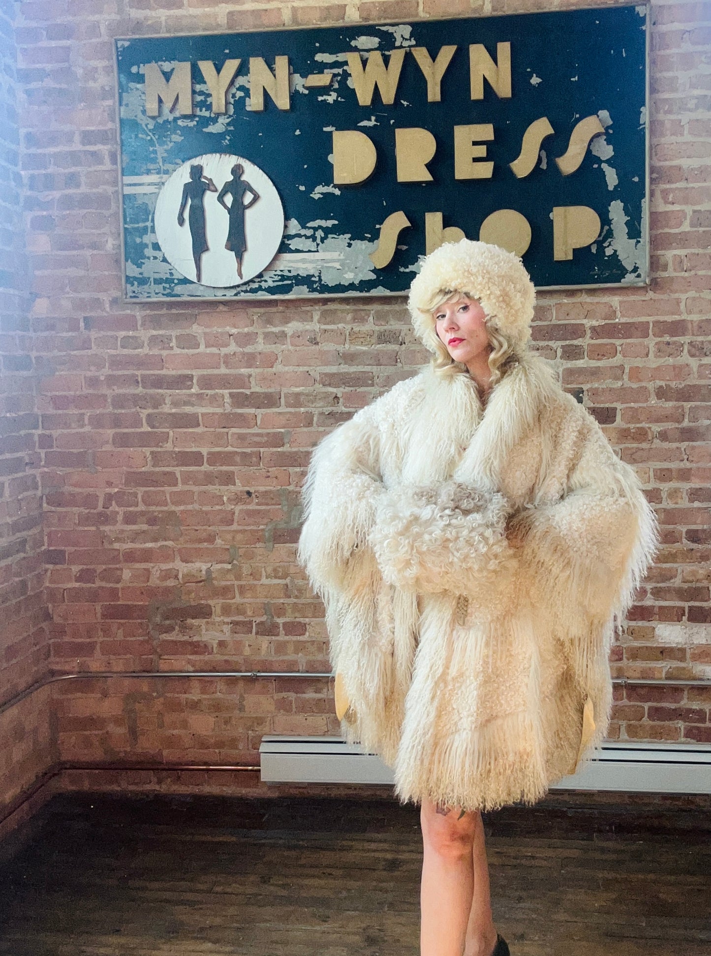 1960s RARE Mongolian Lamb Fur Cape with Matching Muff - O/S