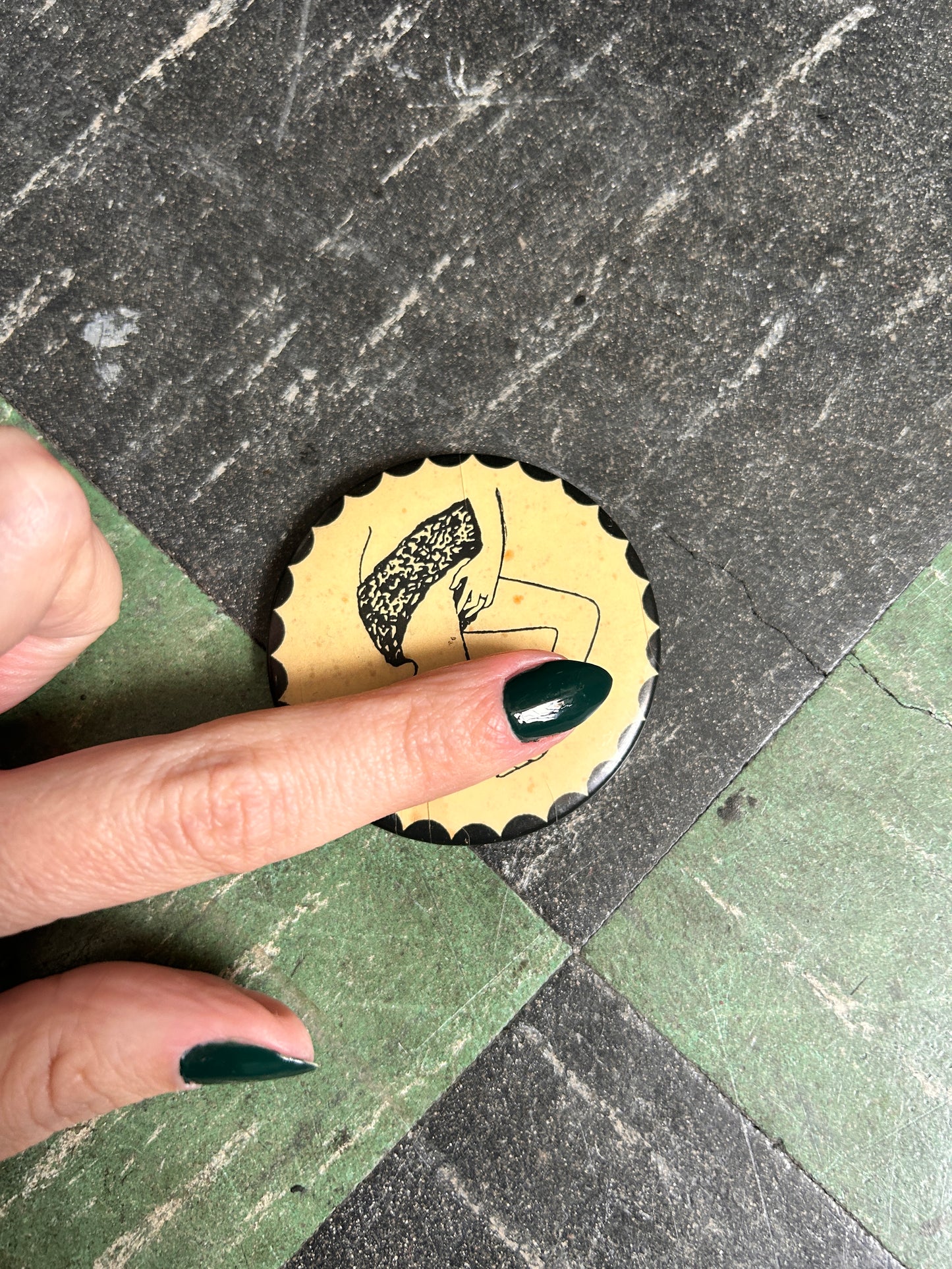 1920s Naughty Small Celluloid Hand Mirror