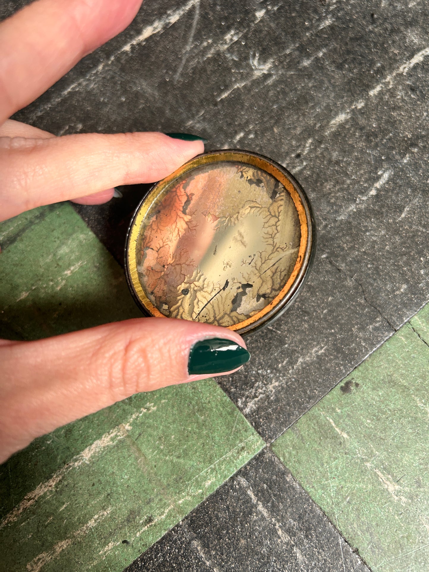 1920s Naughty Small Celluloid Hand Mirror