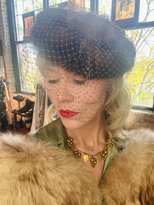 1950s Mink Netted Fascinator
