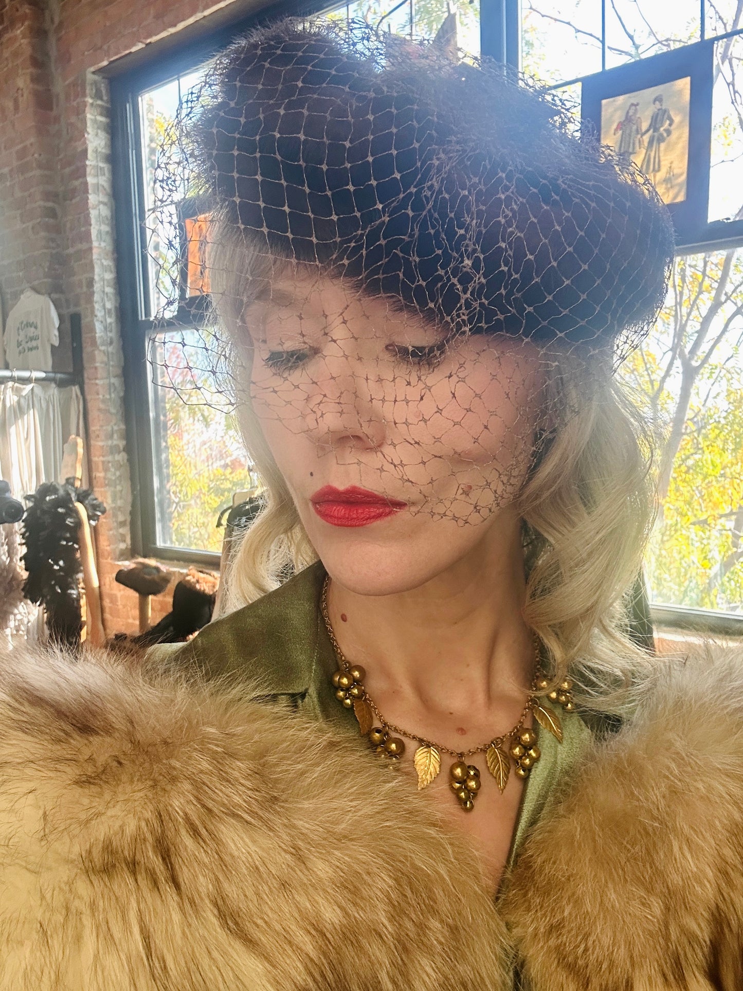 1950s Mink Netted Fascinator