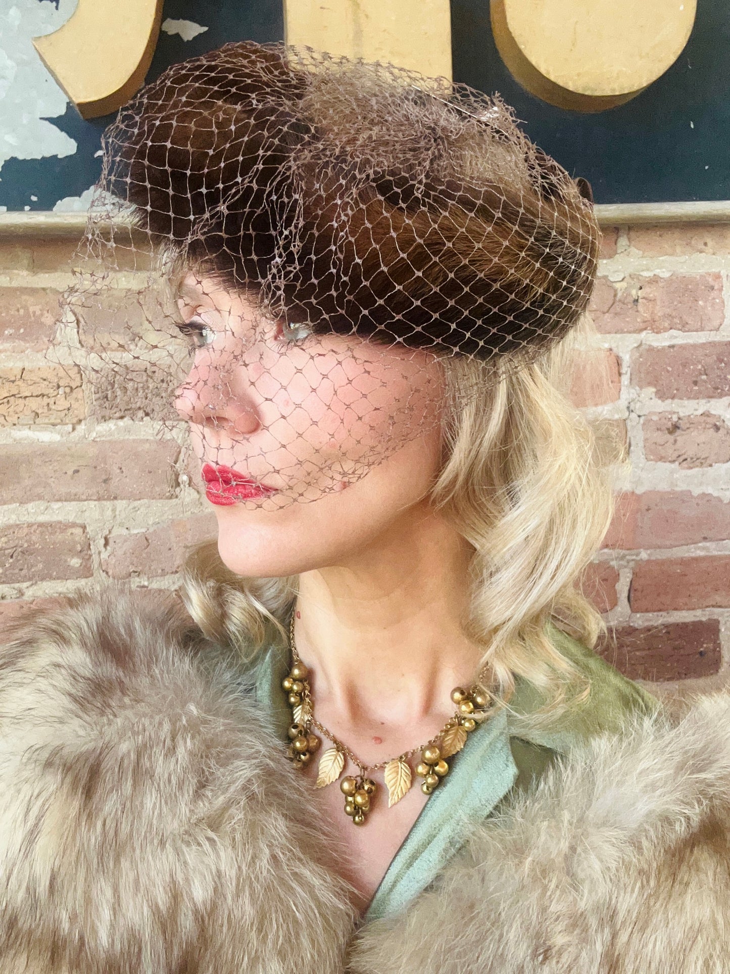 1950s Mink Netted Fascinator