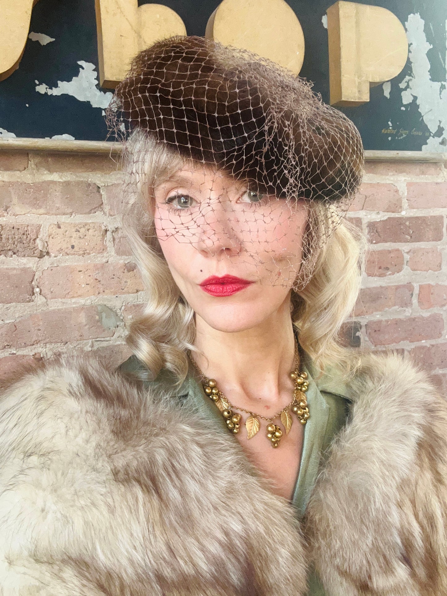 1950s Mink Netted Fascinator
