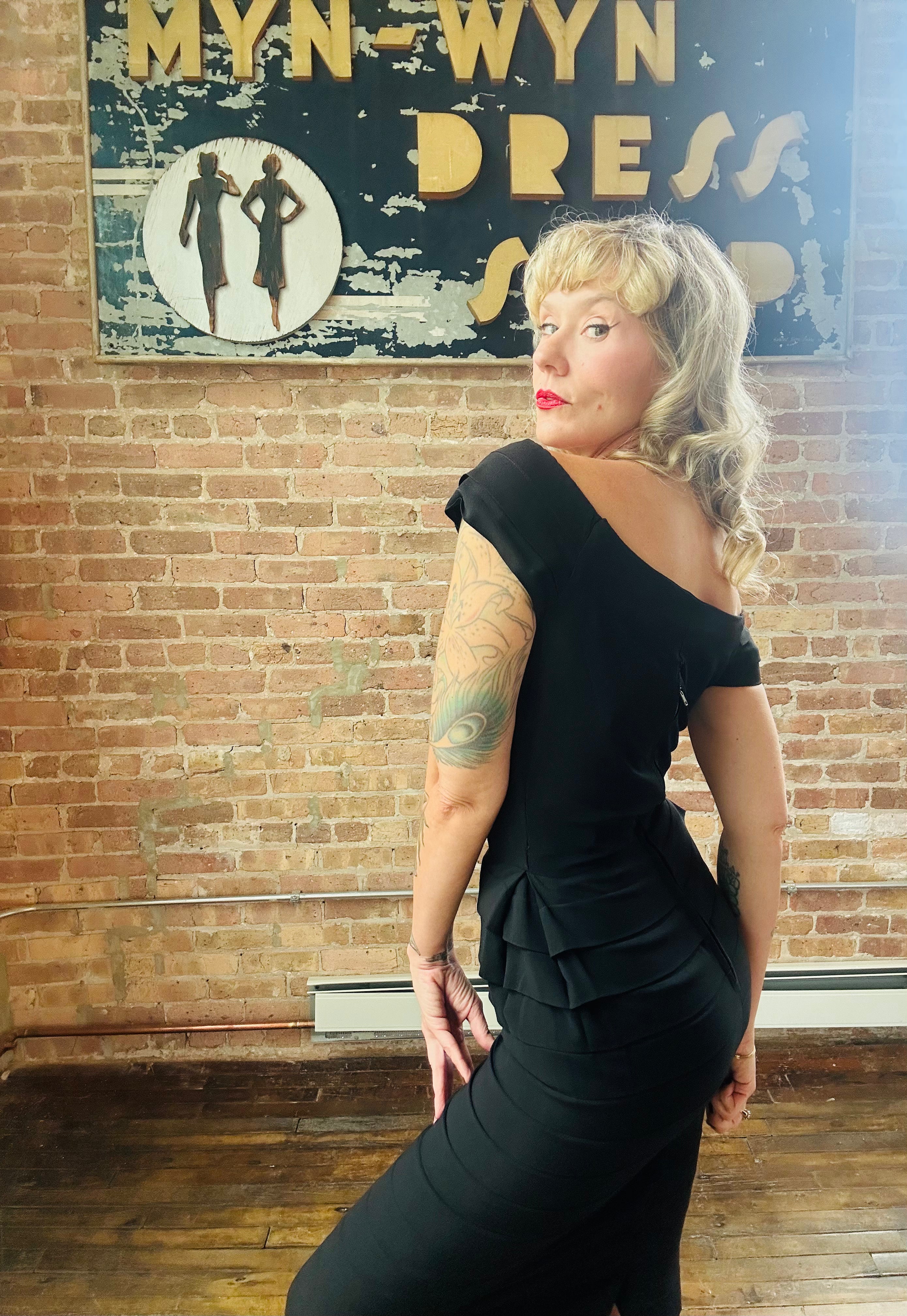 black wiggle dress 1950s Tiered Rayon Size Inclusive. Rush Service:With Rush+$19.99 wmns Love Sex Magic Velvet