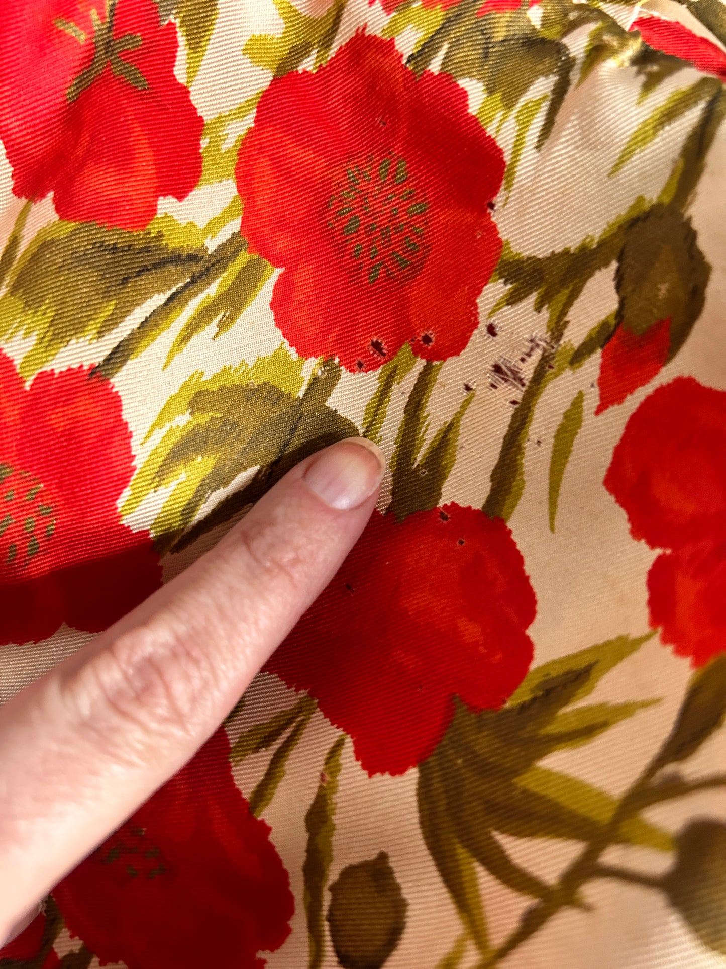 1950s Silk Poppy Dress & Cashmere Cardigan - Medium